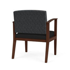 Lesro Amherst Wood Reception Wide Guest Chair in Walnut/Adler & Castillo Black