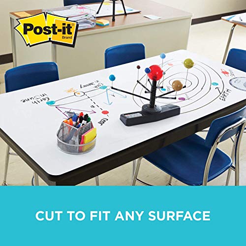 Post-it Dry Erase Whiteboard Film Surface for Walls, Doors, Tables, Chalkboards, Whiteboards, and More, Removable, Stain-Proof, Easy Installation, 25' x 4', White (DEF25X4)