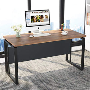 LITTLE TREE Executive Desk and File Cabinet Set - Walnut, 55" Desk, L-Shaped, Business Furniture with Storage Stand