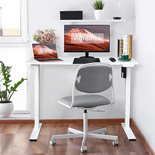 Agreatca Electric Standing Desk, Height Adjustable 48 x 24 Inch Memory Sit Stand Desk Home Office Workstation Stand up Desk with Splice Board, White Frame/White Top