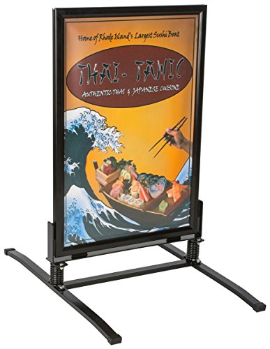 Displays2go 24 x 36 Inch Sidewalk Sign, Waterproof, Snap Frame, Spring Base, 2 Sided, Black (OWS2436B)
