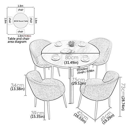SYLTER Office Conference Table, Coffee Table, and Chair Set - Simple Style 80cm Wooden Round Dining Table - Green & Blue