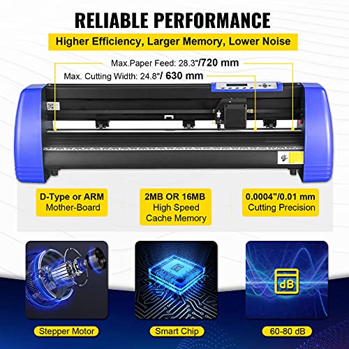 VEVOR 28 Inch Vinyl Cutter Machine with 20 Blades - 720mm Paper Feed - Sturdy Floor Stand - Adjustable Force and Speed