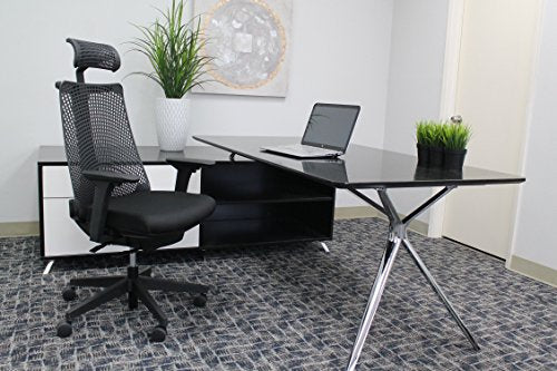 Boss Office Products B6550-BK-HR Contemorary Executive Chair with Headrest in Black
