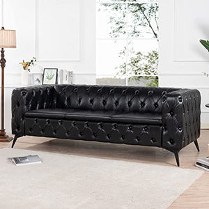 Generic 3 Seater Sofa Black Modern Contemporary