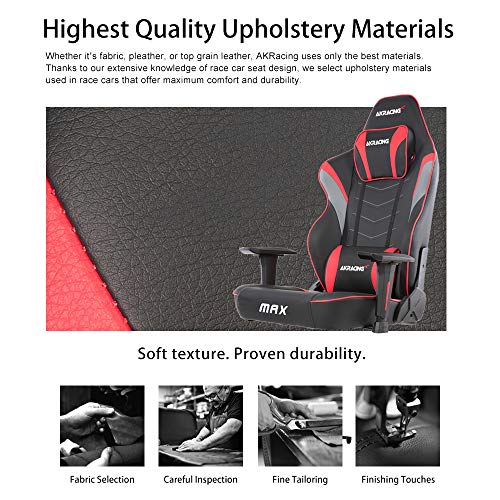 AKRacing Masters Series Max Gaming Chair with Wide Flat Seat, 400 Lbs Weight Limit, Rocker and Seat Height Adjustment Mechanisms with 5/10 Warranty
