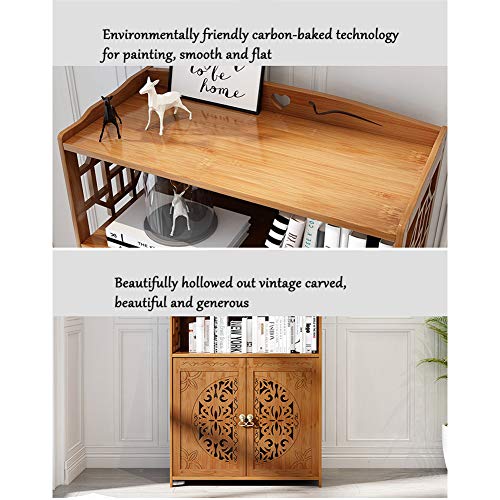 DULPLAY Wood en Bookcase with Doors,Thickened Floor-Standing Orchard Hills Library Easy Assembly Multifunctional Tall Bookshelf Storage Rack for Home -C 69x30x164cm(27x12x65inch)
