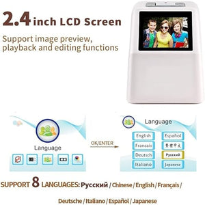 MYDLO 2.4" LCD Film Slide Photo Scanner 22 MP High Resolution Color & B/W 35mm/135, 126, 110, Super 8 Conversion
