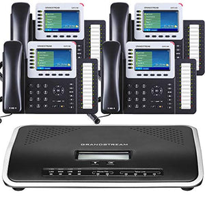 Business Phone System: Ultimate Pack with Auto Attendant, Voicemail, Cell & Remote Phone Extensions, Call Recording & Free Mission Machines Service for 1 Year (4 Phone Bundle)
