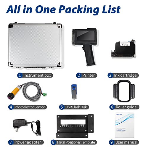 BENTSAI Handheld Inkjet Printer with 4.3 Inch HD LED Touch Screen - Portable Printer for Labels, Logos, Dates, Codes - BT-HH6105B2