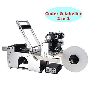LT-50D 2 in 1 Automatic Round Bottle Label Labeling Machine with Date Code Printer Labeller 110V