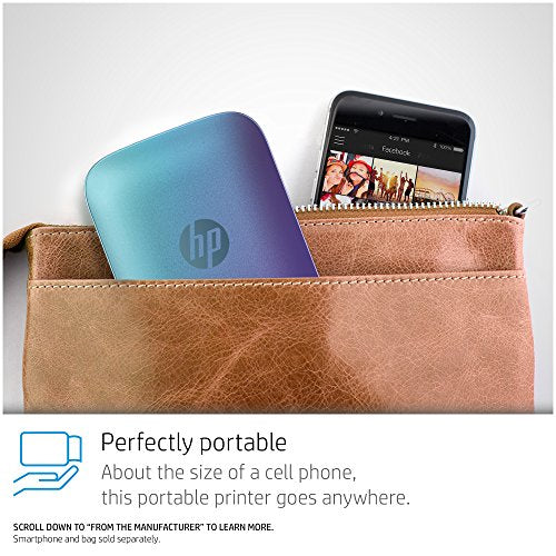 HP Sprocket Portable Photo Printer, Print Social Media Photos on 2x3" Sticky-Backed Paper - Blue (Z9L26A)