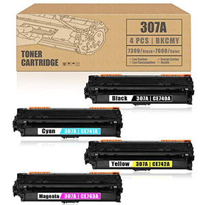 FERU Toner Cartridge Remanufactured 307A | CE740A CE741A CE742A CE743A Replacement for HP Color Laserjet CP5220 CP5225 CP5225n Printer Ink Cartridge[4 Pack, 1BK+1C+1M+1Y,  High Yield]  Black