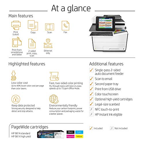 HP G1W41A#BGJ PageWide Enterprise Color Flow MFP 586Z 8" (Renewed)