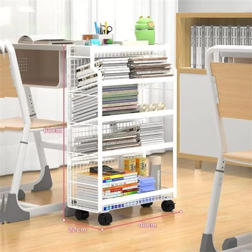 GaRcan Desk Side Small Bookshelf with Wheels
