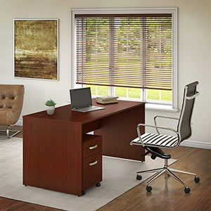 Bush Furniture Commerce 60W Office Desk with Mobile File Cabinet in Autumn Cherry