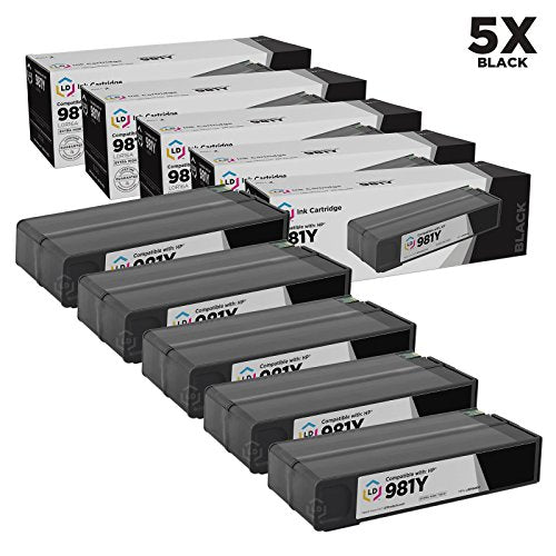 LD Remanufactured Ink Cartridge Replacement for HP 981Y L0R16A Extra High Yield (Black, 5-Pack)