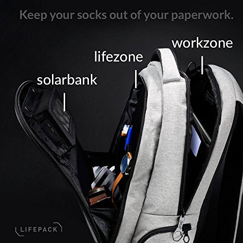 Lifepack Solar Powered and Anti-Theft Backpack with laptop storage