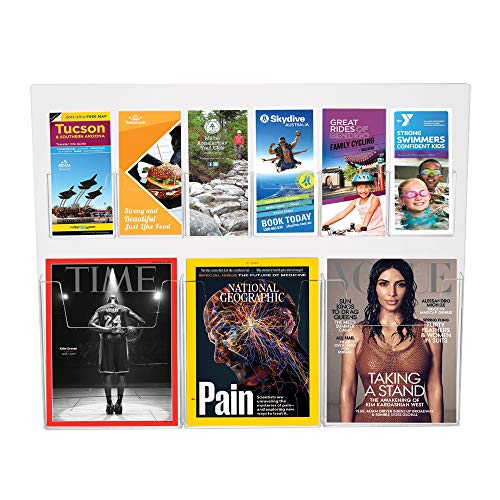 Source One Premium Combo Wall Mount Magazine Rack, Brochure Holder Organizer (S1-Matt-Wall)