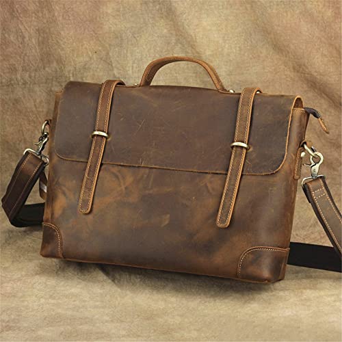 NMBBN Retro Men's Bag Casual Postman Portable Briefcase Shoulder Crossbody Business Bag (Color : B, Size : 24 * 30 * 9cm)