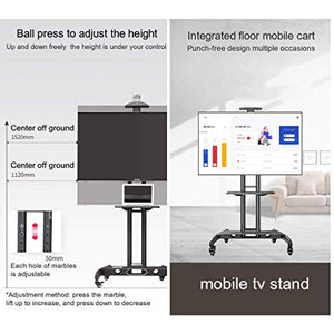 YokIma Mobile TV Stand Cart for 32-75 Inch/ 55-80 Inch Screen, Universal TV Stand with Wheels and Tray, Adjustable and Durable TV Floor Stand