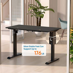 Electric Adjustable Height Standing Desks for Home Office, 48 x 24 Inches Splice Board, Sit Stand Computer Desk, Black Frame/Black Top