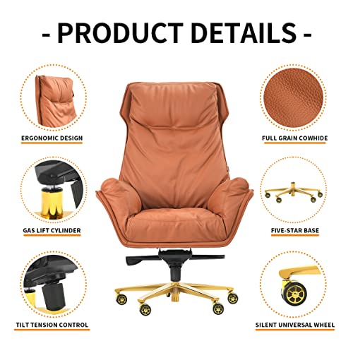 Kinnls Austin Executive Management Office Chair, Leather Ergonomic Swivel Rolling Desk Chair