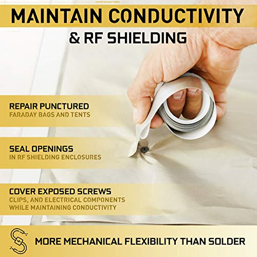 TitanRF Faraday Tape - High-Shielding Conductive Adhesive Tape // Used to Connect TitanRF Fabric Sheets or Seal RF Enclosures (2.5 inch W x 164 feet L)