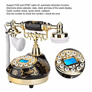 None Retro Vintage Telephone Home Landline Phone Desktop Corded Fixed Telephone Ceramic Old Phone for Home Office Hotel Decoration (Color: D) (Black)