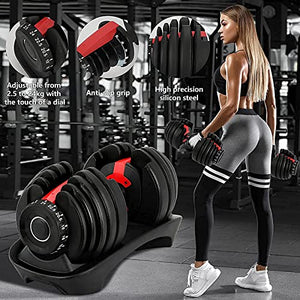 tipatyard Adjustable Dumbbell Set,Fast Weight Adjust Dumbbells with Dial & Protective Base for Fitness Training Weights Home Gym Equipment(252.5 lbs) (2 Packages)