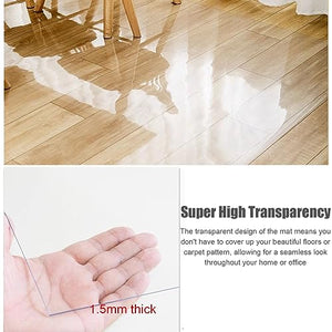 ENWINDXS Clear Plastic Vinyl Rug Protector Cover 1.5mm Thick, Heavy Duty Extra Wide Office Chair Mat for Hard Surfaces - 140