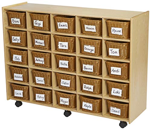 Childcraft Mobile Cubby Unit with Locking Casters, 47-3/4 x 14-1/4 x 36 Inches