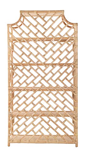 Kouboo Rattan Bookshelf, Chippendale Style, Light Brown