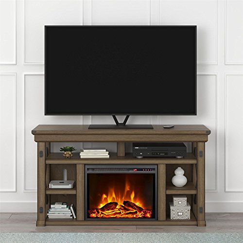 Ameriwood Home Wildwood Fireplace TV Stand, Rustic White