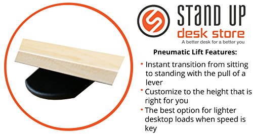 Pneumatic Adjustable Height Standing Desk (56", White Frame/Birch Top)