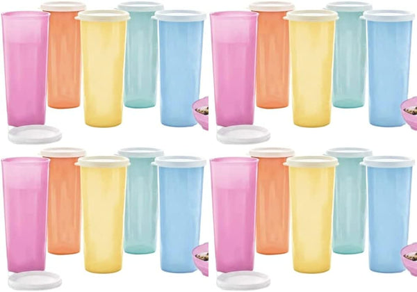 NewTupperware Straight 16oz / 470ml Stacking Tumbler Set of 5 Pastel Colors (4)