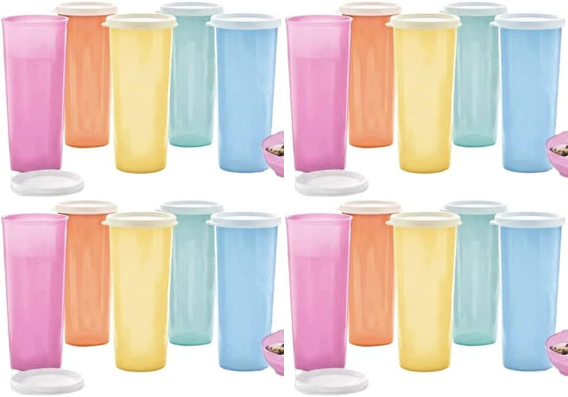 NewTupperware Straight 16oz / 470ml Stacking Tumbler Set of 5 Pastel Colors (4)