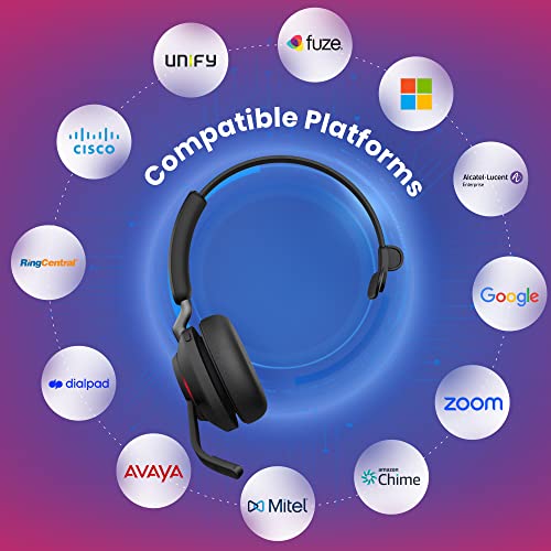 Global Teck Worldwide Jabra Evolve2 65 Wireless Headset MS USB Mono, Bluetooth Dongle, Zoom/Webex/Skype Compatible, Black - Gold Support Plan Included