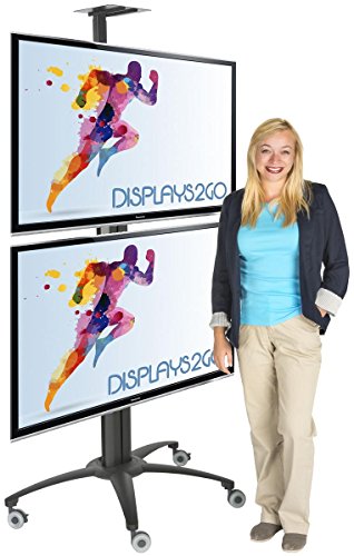 Displays2go LPGP36WB2 Dual TV Stand, Single Sided, for 30-60 Inch Flat Screen Monitors, Camera Tray