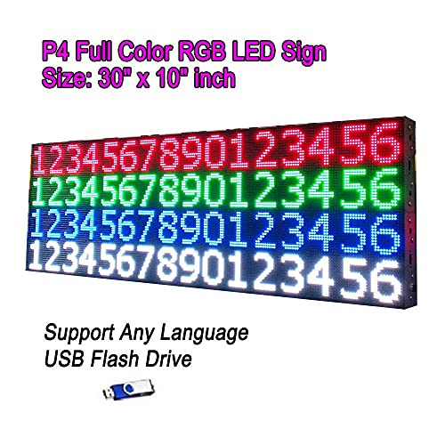 P4 Ultra Bright 5500Nits 30"x 10" 192x 64 Pixels Full Color Semi Outdoor LED Sign RGB Video Image Flash LED Display Programmable Scrolling Message Board for Window