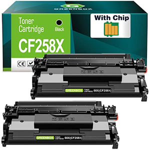GREENBOX (with CHIP) Compatible Toner Cartridge Replacement for HP 58A CF258X 58X CF258A for Pro M404dn M404n M404dw MFP M428fdw M428dw M428fdn Toner Printer M404 M428 (Black 2-Pack)