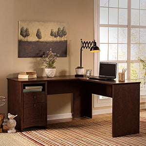 Bush Furniture Buena Vista 60W L Shaped Desk in Madison Cherry