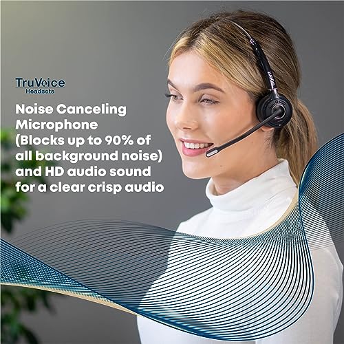 TruVoice Agent AW60 Dect 2-in-1 Wireless Headset for Desk Phone and Computer | Noise Canceling Microphone | 9 Hour Talk Time | Ultra Range up to 500FT