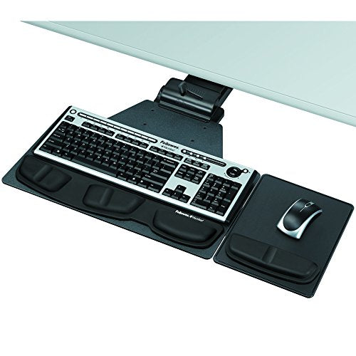 Fellowes 8035901 Professional Corner Executive Keyboard Tray, 19w x 14-3/4d, Black