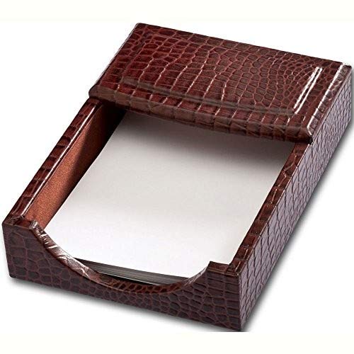 Dacasso Brown Crocodile Embossed Leather Desk Set, 7-Piece