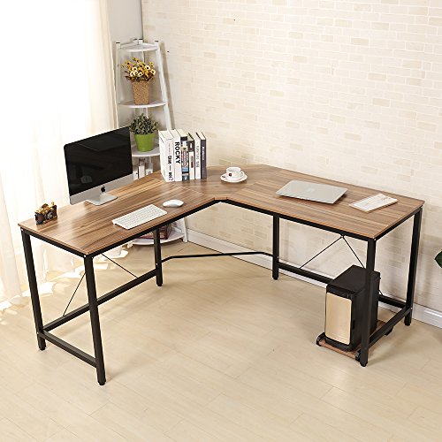 Soges 59 x 59 inches Large L-Shaped Desk Computer Desk L Desk Office Desk Workstation Desk, Oak CS-ZJ02-OK