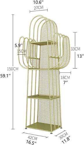 None Cactus Wrought Iron Bookshelf 4-Tier Standalone Storage Shelves