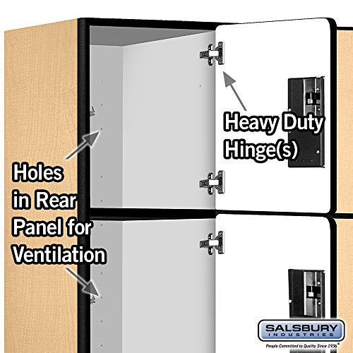 Salsbury Industries 6ft High 21in Deep Maple 4-Tier Designer Wood Locker with 3 Wide Storage Units