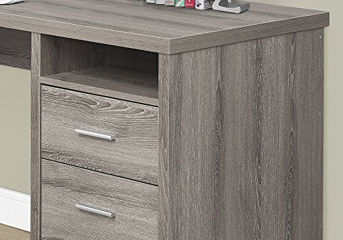 Monarch Specialties Computer Desk L-Shaped Corner Desk with File Cabinet - Left or Right Set- Up - 80"L (Dark Taupe)