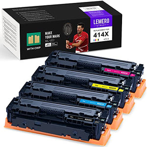 LEMEROUTRUST (with Chip) Remanufactured Toner Cartridge Replacement for HP 414X 414A W2020X W2021X W2022X W2023X use with HP Color Laserjet Pro M454dw M454dn MFP M479fdw (Black Cyan Magenta Yellow)